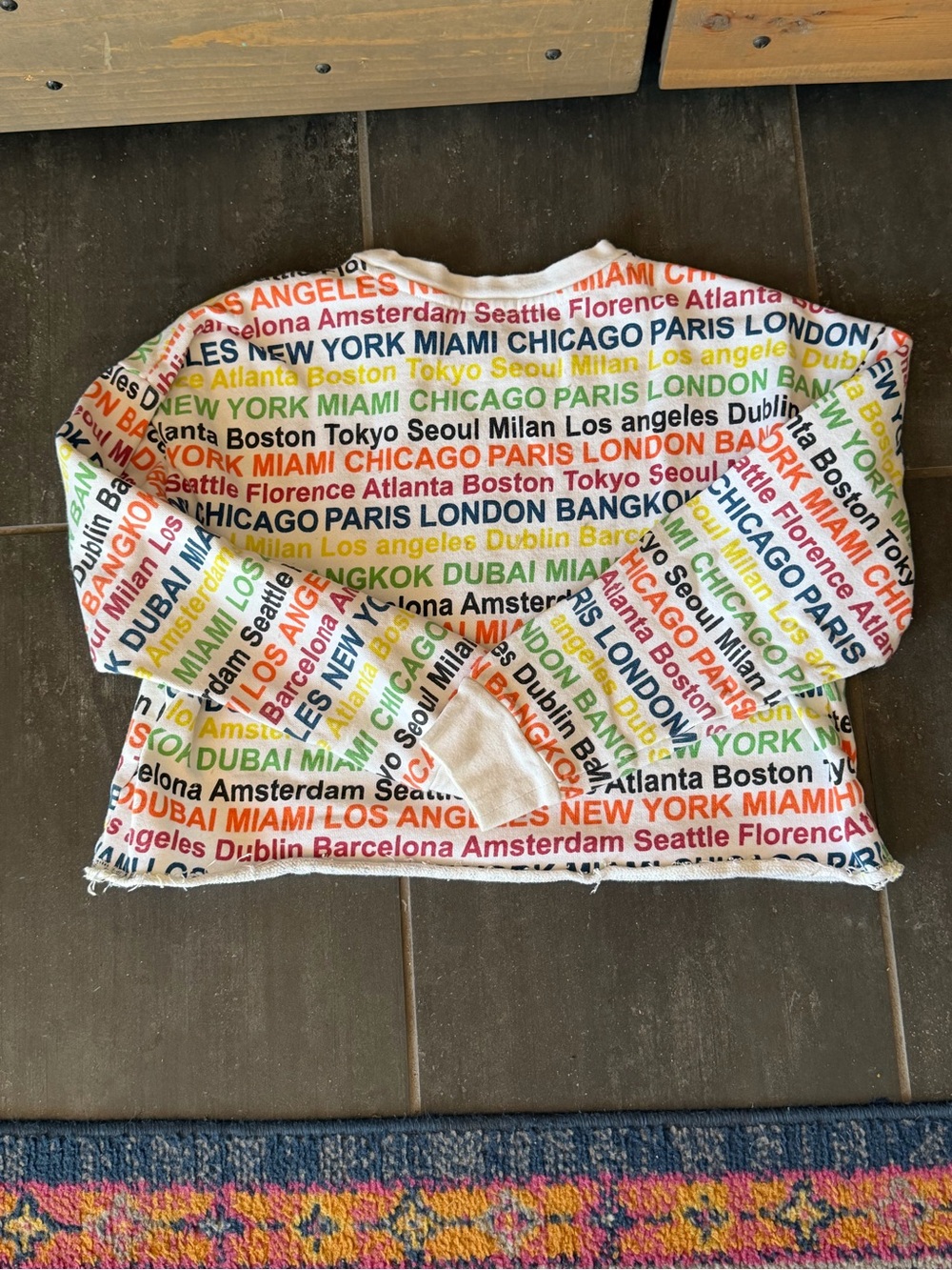 Multicolor City Names Graphic Sweatshirt - White